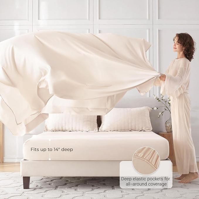 MUXHOMO 7 Pieces Queen Comforter Set, Seersucker Bed in a Bag Queen Size - Image 3