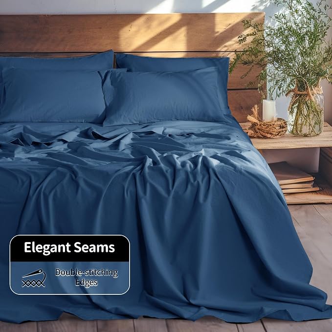LBRO2M 100% Pure Linen Sheet Set Deep Pocket Up to 16" Bed Sheets Sets - Image 7