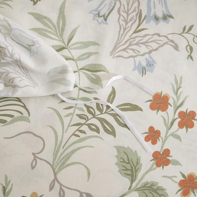mixinni Floral Duvet Covers King Size Botanical Flower Leaf Printed on White - Image 6