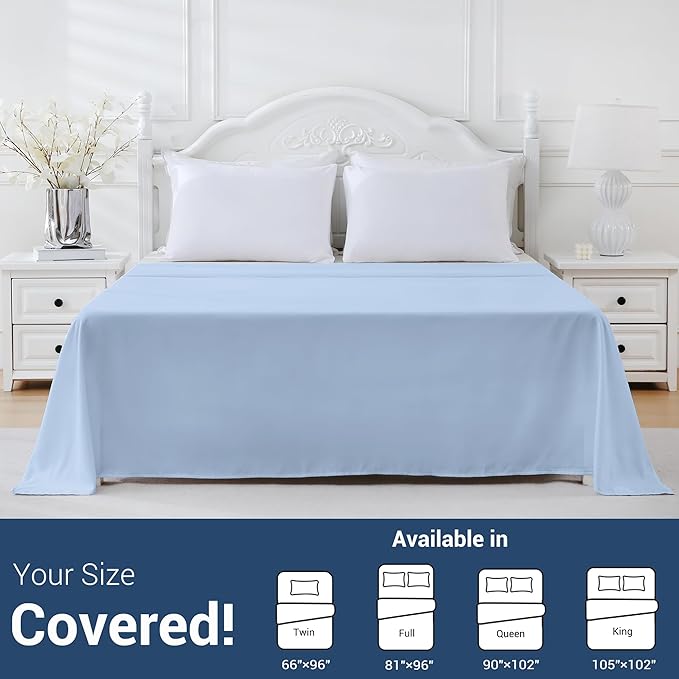 Queen Flat Sheet Only, 1 Pack Top Bed Sheets, Soft Breathable Brushed - Image 5