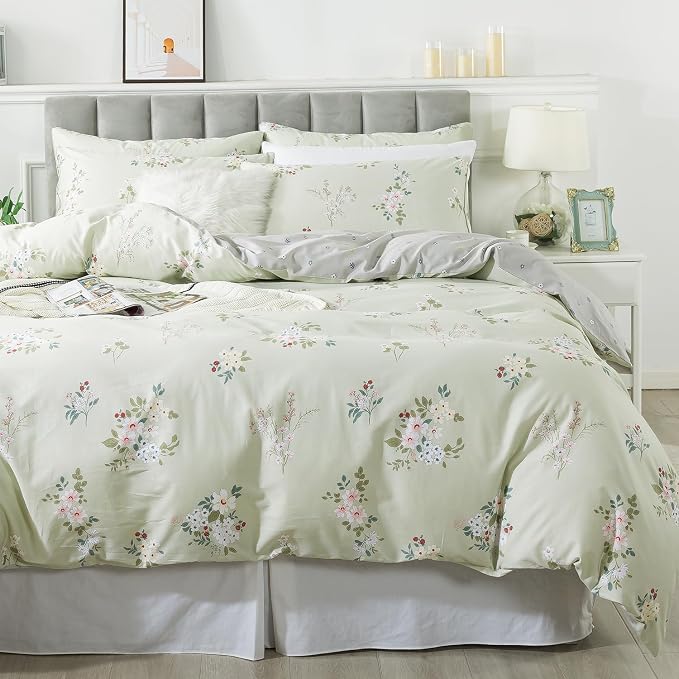 FADFAY Duvet Cover Set King/Cal King Floral Comforter Cover 100% Cotton Girls - Image 9