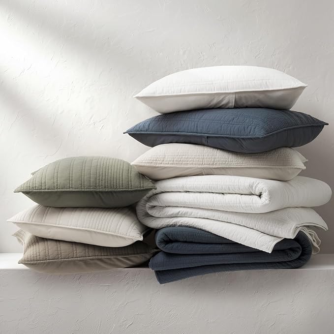 EVERGRACEHOME 100% Cotton Modern Lines Quilt Set King Size, Pre-Washed Soft - Image 7