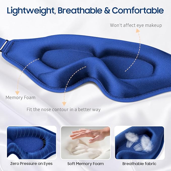 BeHoomi Sleep Mask, 2 Packs Premium Eye Mask - Image 4