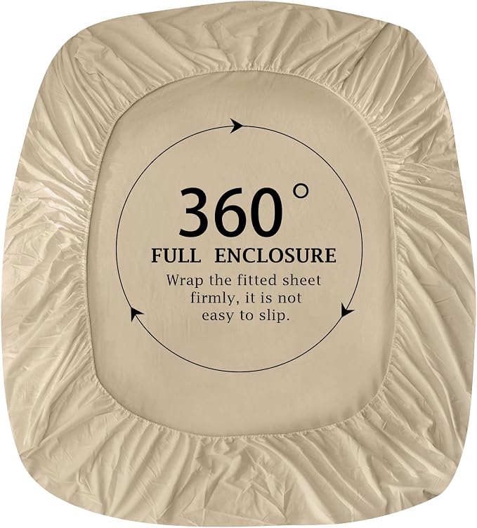 FreshCulture Pure Cotton Fitted Sheets Queen Size, 300 Thread Count Percale - Image 4