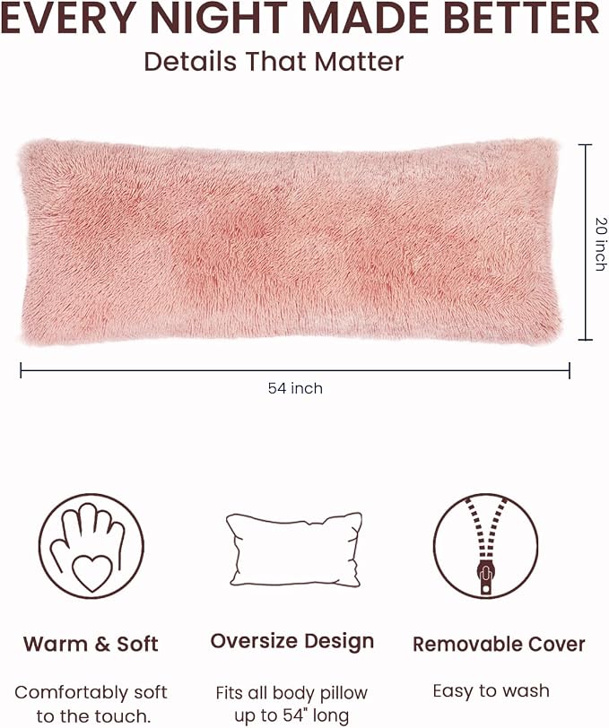 ZonLi Fuzzy Body Pillow Cover, Faux Fur Long Pillow Cover - Image 4