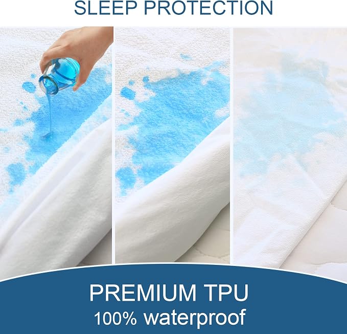 Full Extra Long Mattress Protector 100% Waterproof Full XL Sheets Fitted up to - Image 3