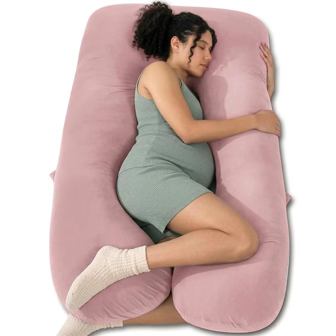 QUEEN ROSE Extra Long Pregnancy Pillows, 60 Inch U Shaped Body Pillow by QUEENROSE