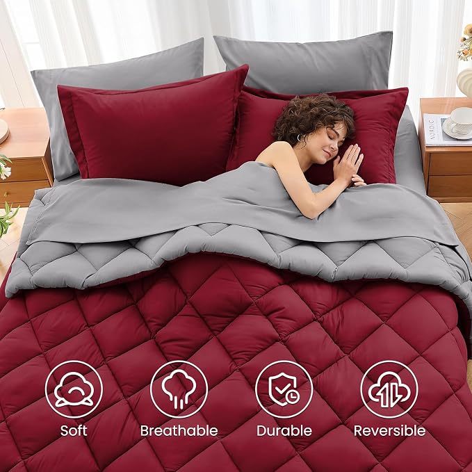 MUXHOMO 5 Pieces Twin XL Comforter Set, Reversible Bed in a Bag Twin XL Size - Image 6