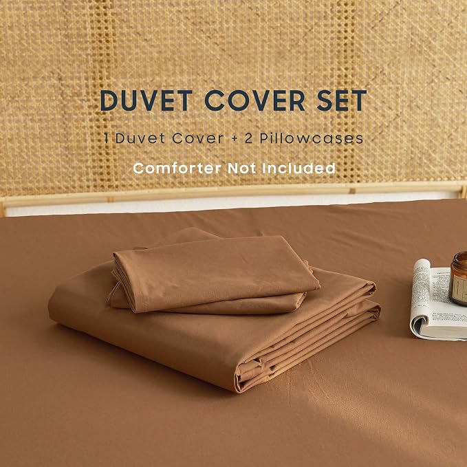 Wake In Cloud - Cotton Duvet Cover Set, Queen Size, Caramel Terracotta - Image 2