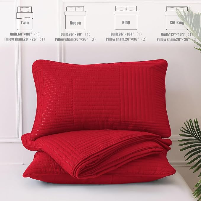 Whale Flotilla Ultra Soft Queen Quilt Bedding Set, Lightweight Microfiber Red - Image 7