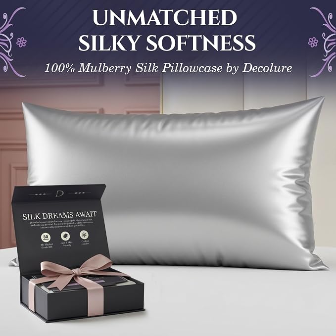 DECOLURE 100% Pure Mulberry Silk Pillow Case Standard Size – Highest Grade 30 - Image 2