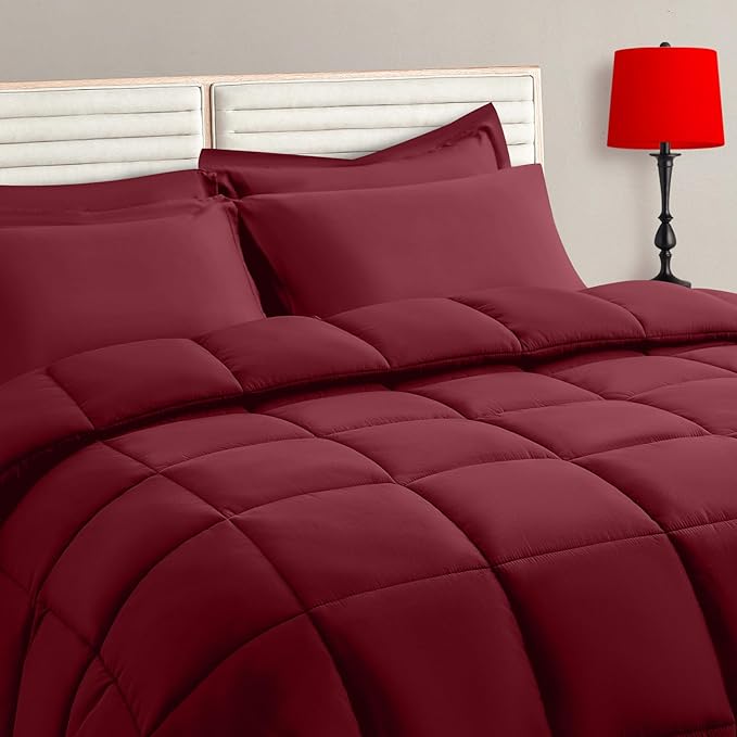 TAIMIT Burgandy King Size Comforter Set by TAIMITBedingSets