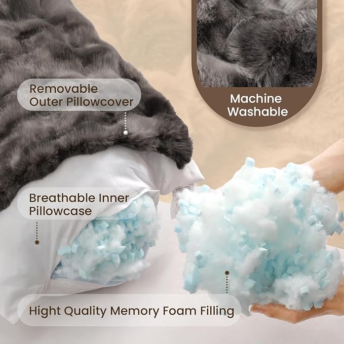 ZonLi Fluffy Body Pillow for Adults, Fuzzy Faux Fur Body Pillow - Image 6