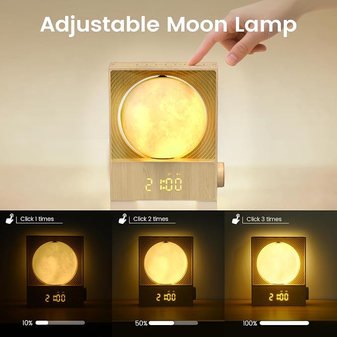 Sunrise Alarm Clock, 360-Degree Rotating Moonlight & 10 White Noise Sounds - Image 6