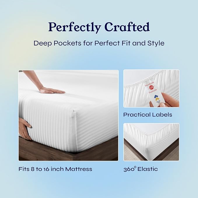 California Design Den Soft 100% Cotton Queen Sheet Set, 400 TC Good - Image 6