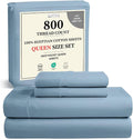 100% Egyptian Cotton Sheets Queen Size Set, 800TC 15" Deep Pocket Queen Sheets by CHATEAUHOMECOLLECTION