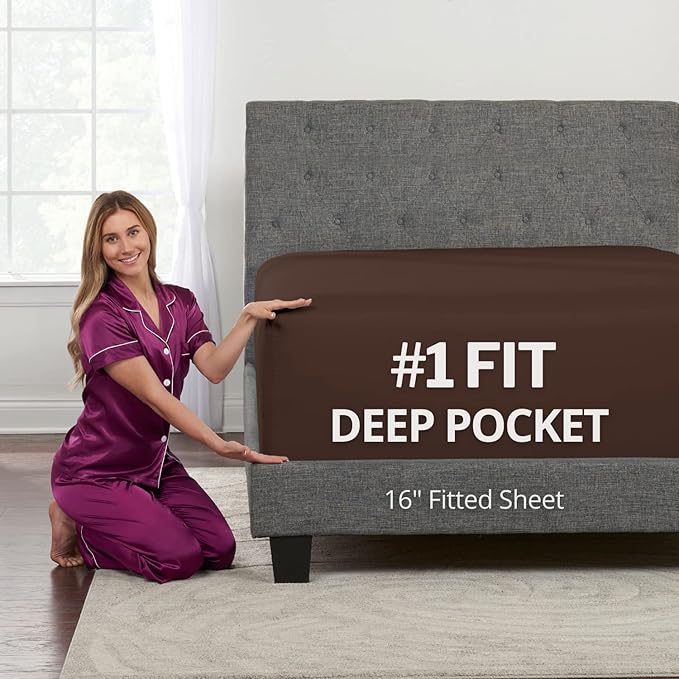 Full Fitted Sheet – Deep Pocket Full Size Fitted Sheets Only Real 16” Fitted by DeaLuxeBedding