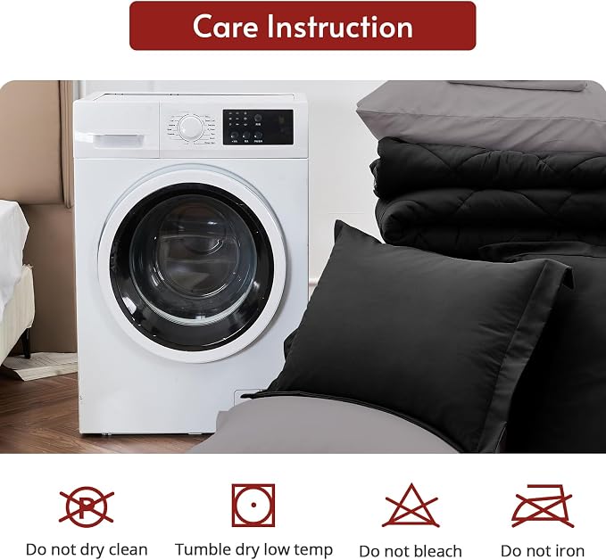 MUXHOMO 7 Pieces Oversized Queen Comforter Set, Reversible Bed in a Bag - Image 9