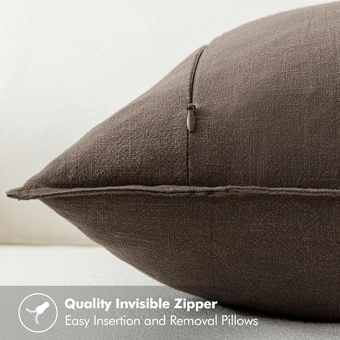 MIULEE Decorative Linen Pillow Covers 20x20 Inch CoffeeBoho Farmhouse Neutral - Image 6