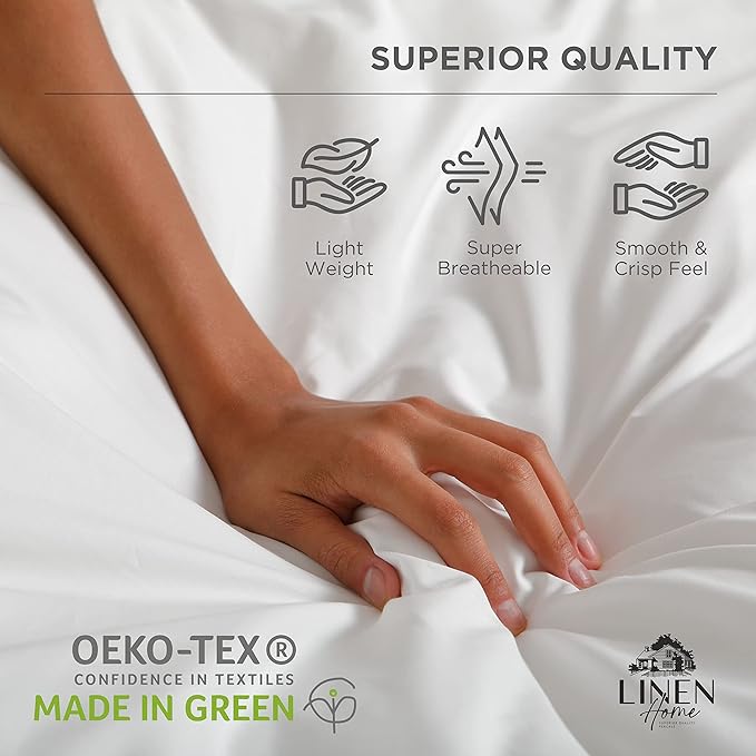 Linen Home 100% Cotton Percale Weave Fitted Sheet, Twin Size, English Rose - Image 5