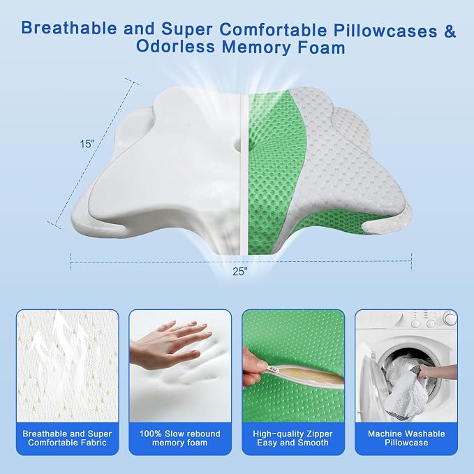 Pain Relief Cervical Pillow for Neck Support, Adjustable Ergonomic Pillow Cozy - Image 6