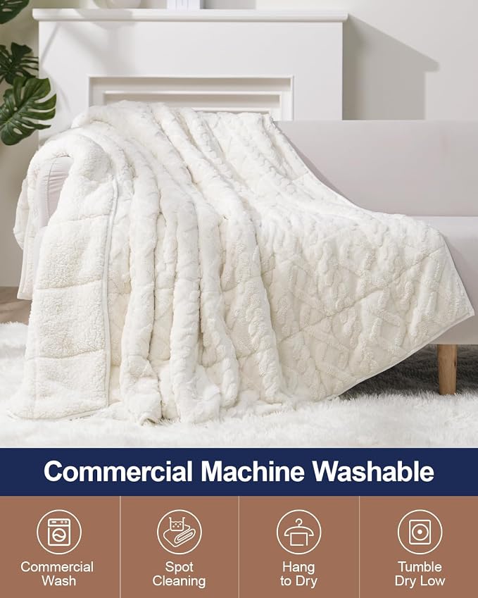Super Fuzzy Soft Sherpa Fleece Weighted Blanket, 15 lbs Dual Sided Fluffy Heavy - Image 5