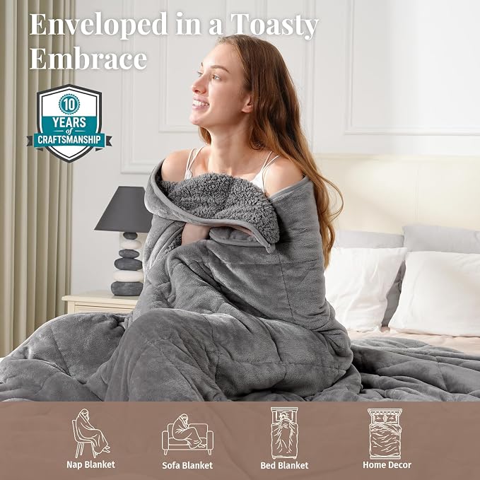 Topblan Sherpa Fleece Weighted Blanket - Image 4