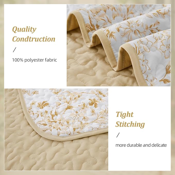 WONGS BEDDING Quilt King Size, Botanical Quilt - Image 4