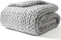 YnM Knitted Weighted Blanket, Hand Made Chunky Knit Weighted Throw Blanket by YNM
