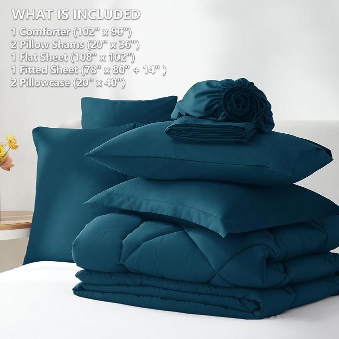 CozyLux King Size Comforter Set Lyons Blue - Image 6
