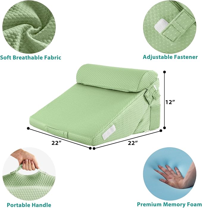 Bedluxe 3Pcs Orthopedic Bed Wedge Pillow Set, Foam Wedge Pillow Post Surgery - Image 3