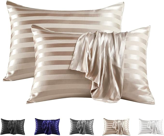 MR&HM Satin Pillowcase for Hair and Skin, Silk Satin Pillowcase 2 Pack by MRHM