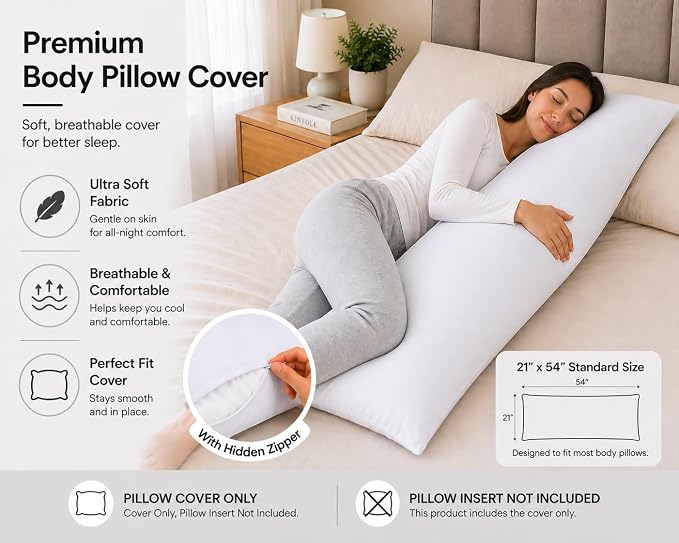 Evolive Ultra Soft Microfiber Body Pillow Cover/Pillowcases 21"x54" - Image 3
