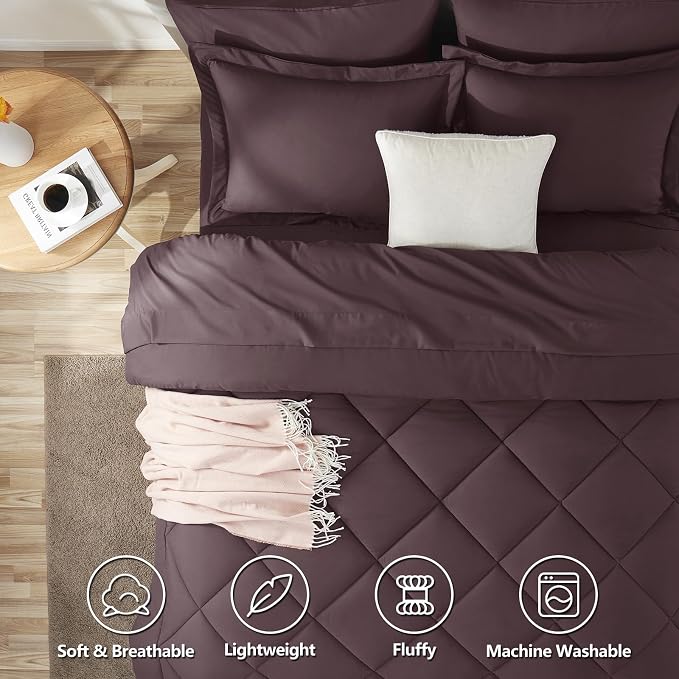 CozyLux Full Size Comforter Sets Cocoa Powder - Image 2