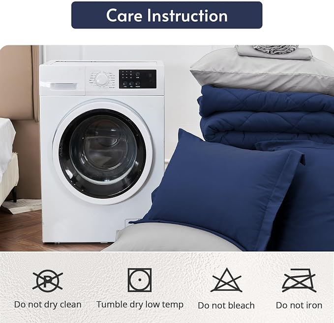 MUXHOMO 7 Pieces King Comforter Set, Reversible Bed in a Bag King Size - Image 9