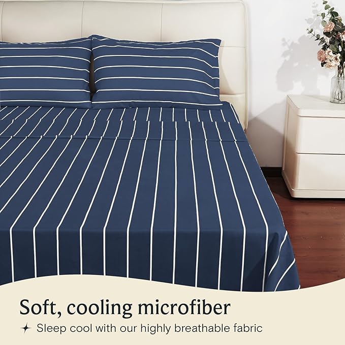 LuxClub 4 PC Full Size Sheet Set, Breathable Luxury Bed Sheets, Deep Pockets - Image 3