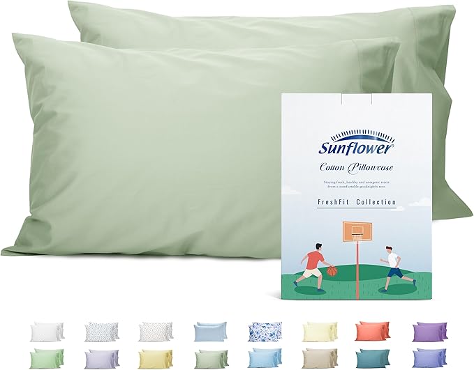 Sunflower King Pillowcases Set of 2, 100% Cotton King Size Pillow Cases 2 by SunflowerHometexUS