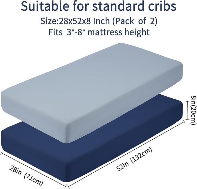 GUNTAIL Baby Crib Sheets for Boys Girls, 2 Pack Fitted Crib Sheet for Standard - Image 4