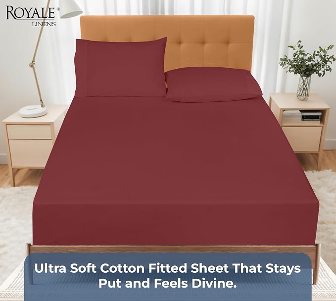 Royale Linens 100% Organic Cotton Fitted Sheet - Image 5