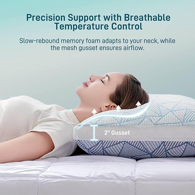 Sylvaris Shredded Memory Foam Cooling Soft Bamboo Viscose Pillow King Size - Image 5