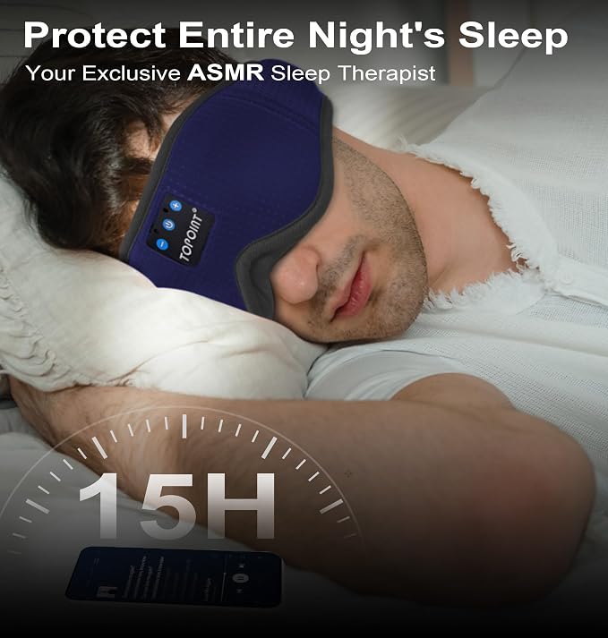 Sleep Mask with Headphones Bluetooth 5.4, TOPOINT 3D Eye Mask Blackout Breath - Image 5