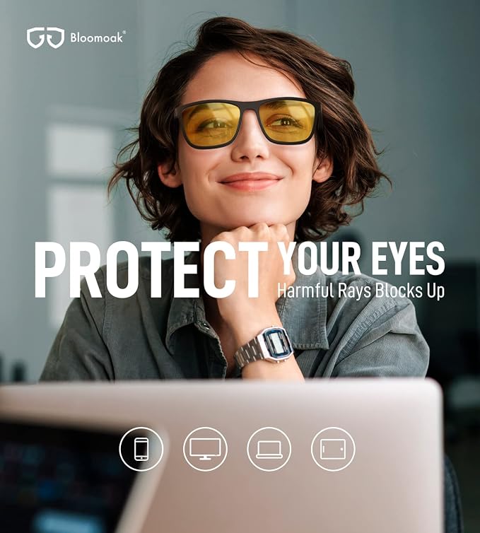 Bloomoak 100% Red Lens Blue Green Light Blocking Glasses- Dual AR Coatings - Image 2