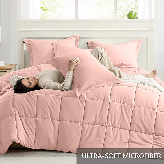 Homelike Moment Twin Comforter Set Pink, Comforters Twin Size Bed Sets - Image 5