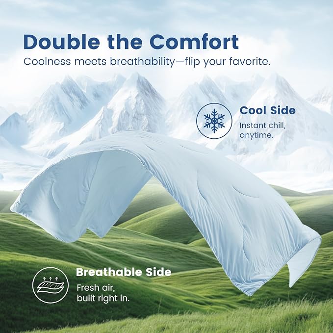 Cozy Bliss Cooling Comforter King Size, Reversible Lightweight Cooling Blankets - Image 9