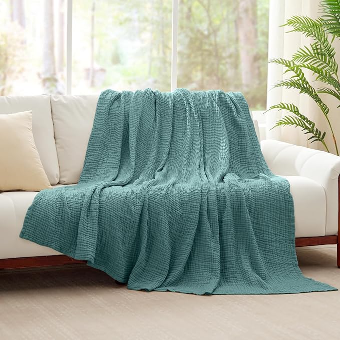 100% Cotton Muslin Blanket 50" x 60", Breathable and Lightweight Cotton Throw - Image 3