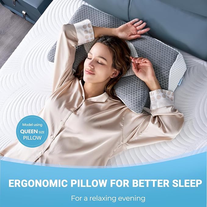 Elviros Cervical Memory Foam Pillow, 2 Pack Pillows - Image 7