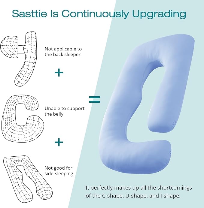 Sasttie Pregnancy Pillows for Sleeping, U Shaped Cooling Full Body Pillow - Image 4