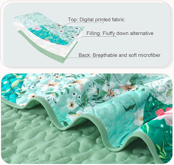 Whale Flotilla Patchwork Quilts Queen Size, Extra Soft Boho Floral Bedspreads - Image 4