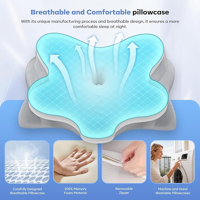 Cervical Neck Pillow, Ergonomic Memory Foam Pillows - Image 5