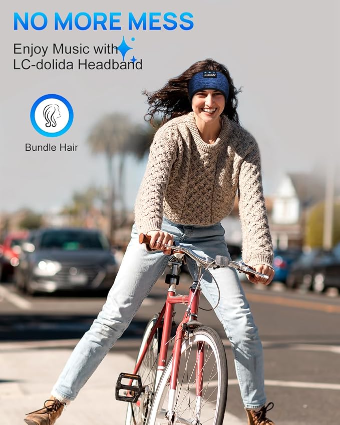 LC-dolida Sleep Headphones Headband Bluetooth 5.4, Sports Headband Earphones - Image 3